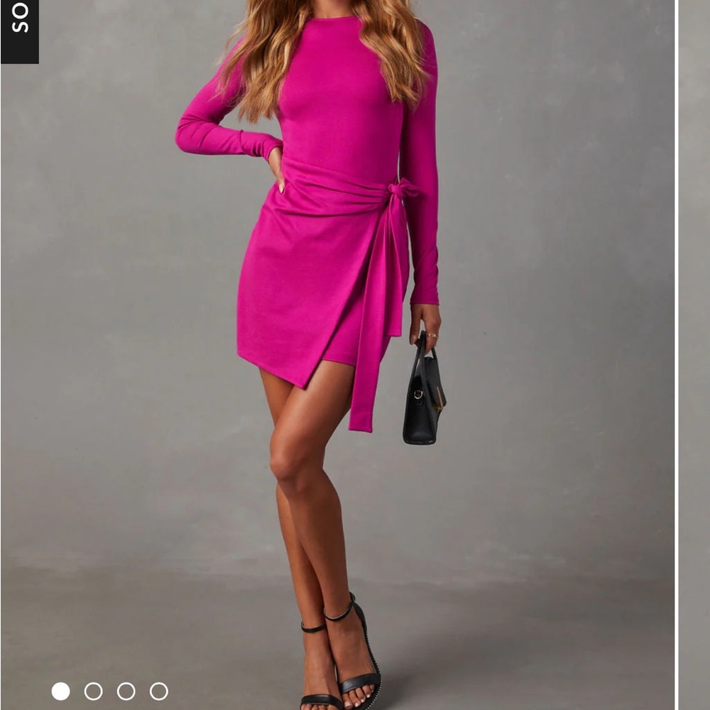 Vici- Shaya long sleeve wrap mini dress